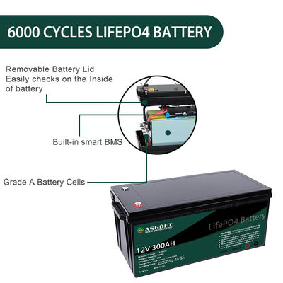 ASGOFT 12V लिथियम बैटरी पैक 300ah 12 वोल्ट Lifepo4 लिथियम आयन