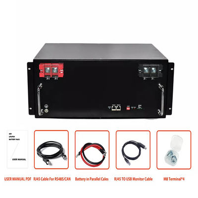 सौर भंडारण के लिए रिचार्जेबल 6000 साइकिल लिथियम 200Ah 48v Lifepo4 बैटरी पैक