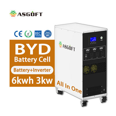 6kwh लिथियम आयन बैटरी पोर्टेबल पावर स्टेशन 6KWH Lifepo4 हाइब्रिड इन्वर्टर 3kw