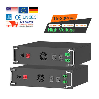 उच्च वोल्टेज 15kwh-750kwh लिथियम आयरन बैटरी पैक Lifepo4 51.2v 100Ah रैक माउंट बैटरी लिथियम आयन बैटरी