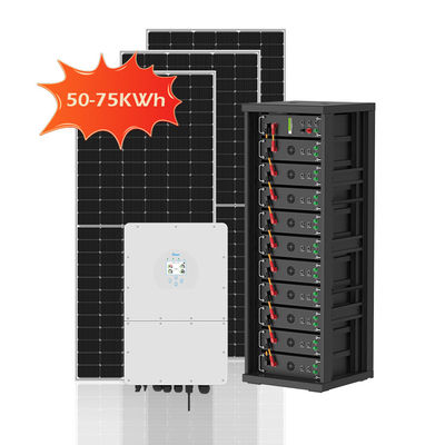 50kWh 75kWh हाई वोल्टेज हाइब्रिड सोलर एनर्जी सिस्टम 100kWh 300kwh 750kWh ऑन ऑफ ग्रिड पीवी कैबिनेट बैटरी