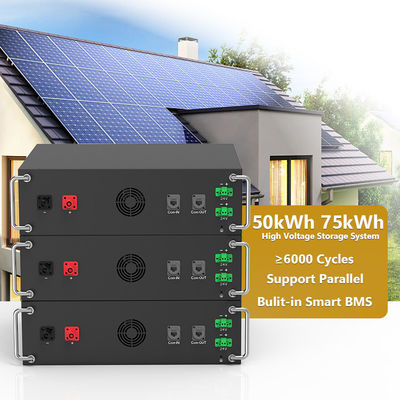 उच्च वोल्टेज 15kwh-750kwh लिथियम आयरन बैटरी पैक Lifepo4 51.2v 100Ah रैक माउंट बैटरी लिथियम आयन बैटरी